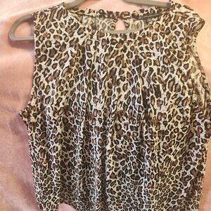 Adrianna Papell Black and Brown Pleated Sleeveless Blouse